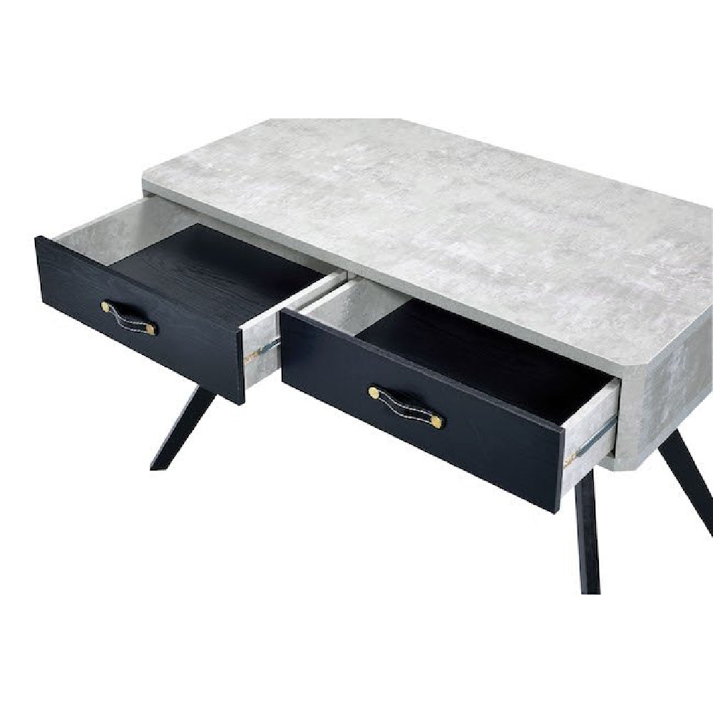 Magna Desk With 2 Drawers & 2 Storage Compartments in Faux Concrete & Black BH92530