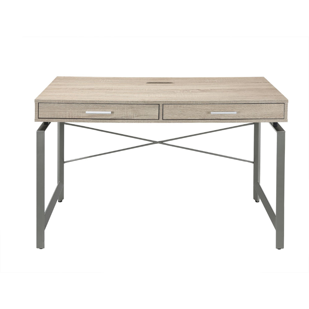 Yaseen Desk With 2 Drw + 3 Hidden Top Compartments Natural & Nickel BH92575