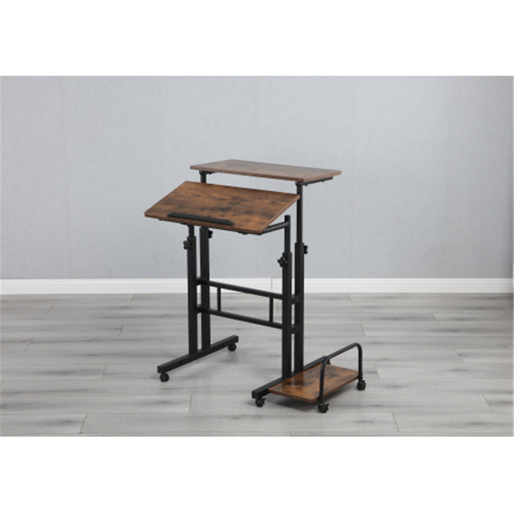 Multipurpose Home Office Computer Desk, Sit and Stand Desk, 2-Tier, Rustic Brown BH49928440