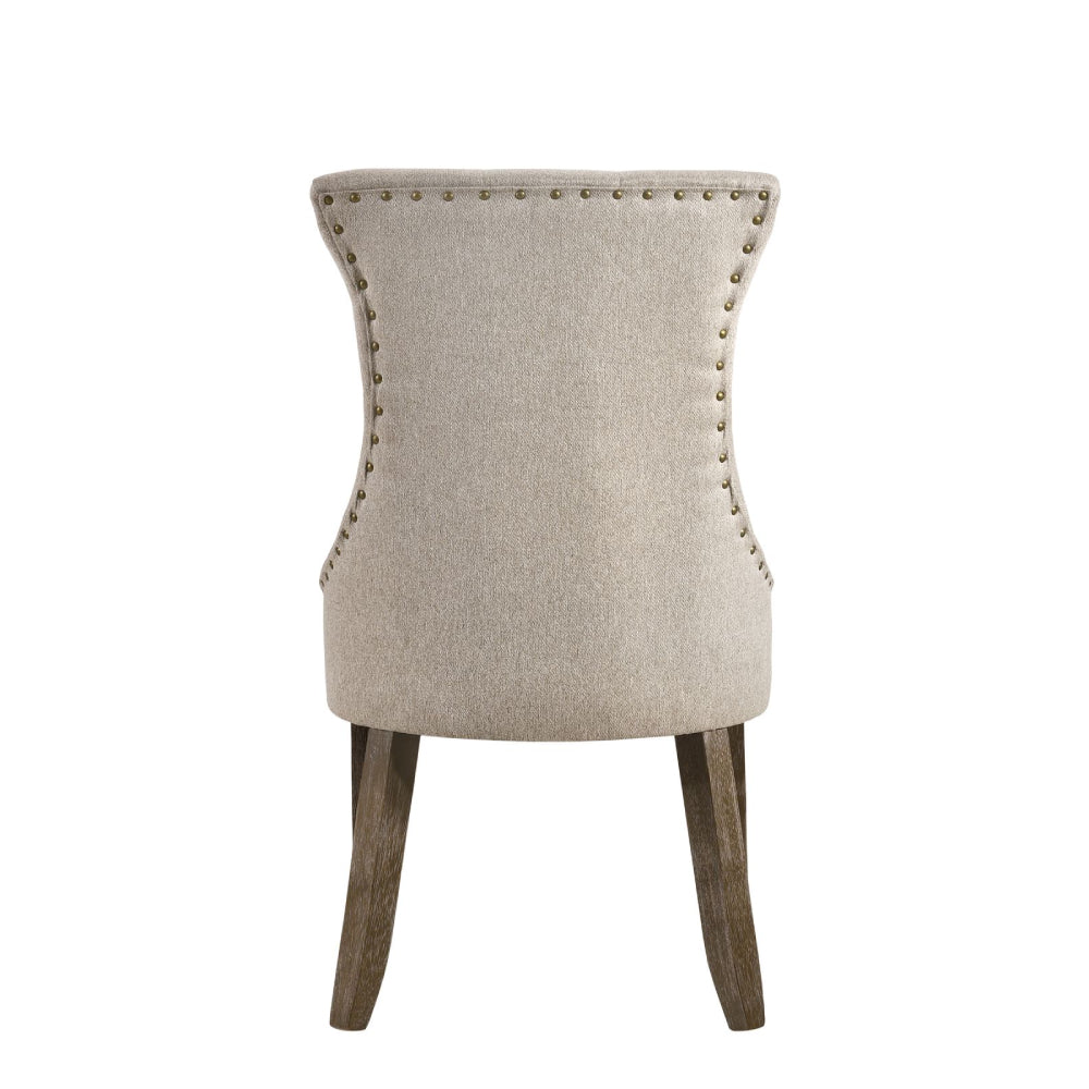2 Counts - Dining Chair With Crystal like Button Tufted Fabric & Reclaimed Gray BH60173