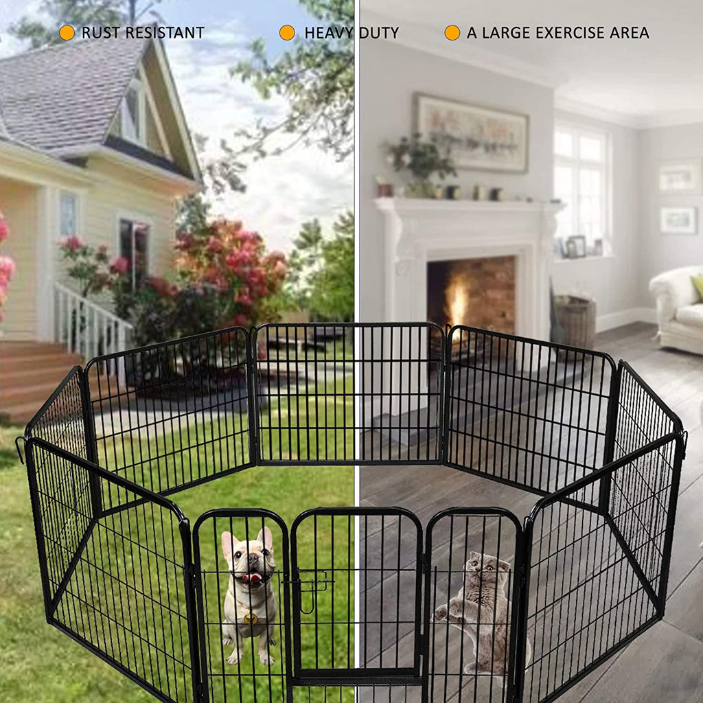 Olive Drab Heavy Duty Iron Panels Foldable Metal Dog Fence - Gate Crate Kennel - Cage Pet Playpen(4 Size)