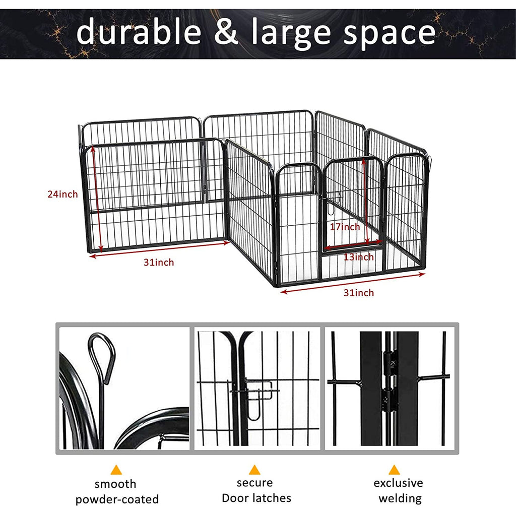 White Smoke Heavy Duty Iron Panels Foldable Metal Dog Fence - Gate Crate Kennel - Cage Pet Playpen(4 Size)