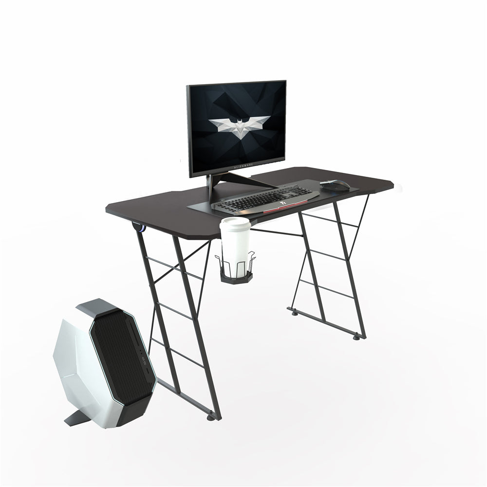 Dim Gray Ergonomic Gaming Computer Desk with Cup Holder BH44116795