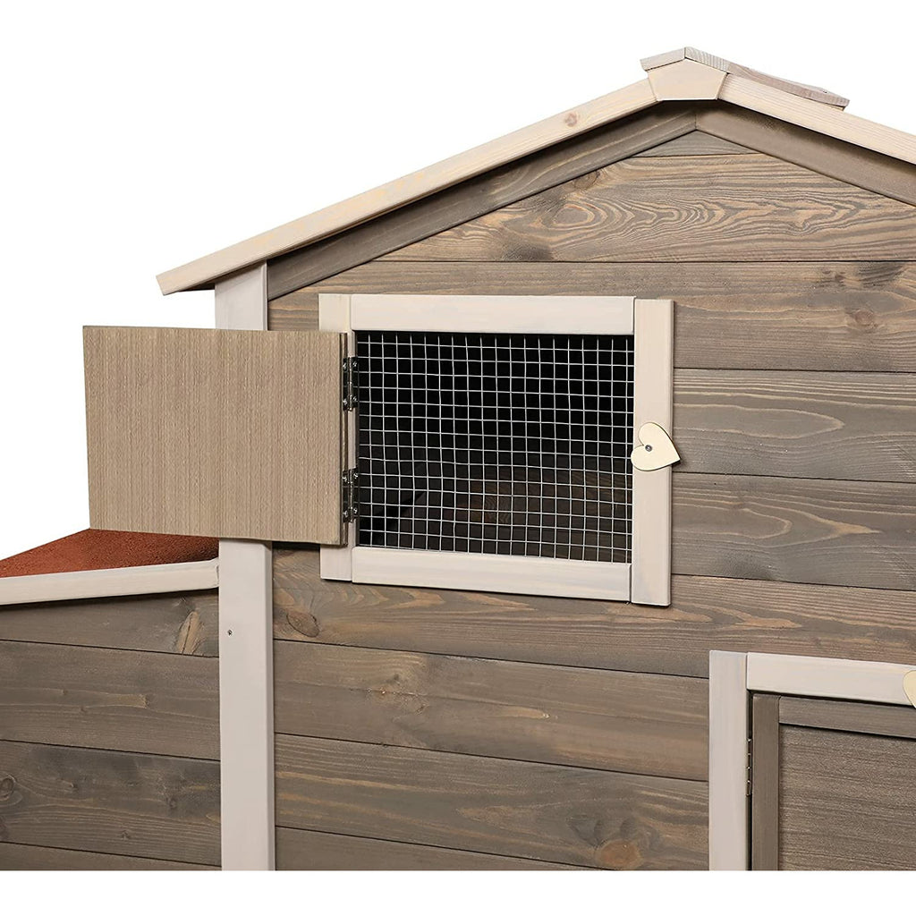 Rosy Brown 50" H Garden Backyard Wooden Chicken Coop Multi-Level Hen House with Ramp, Removable Tray & Ventilation Door Nesting Box