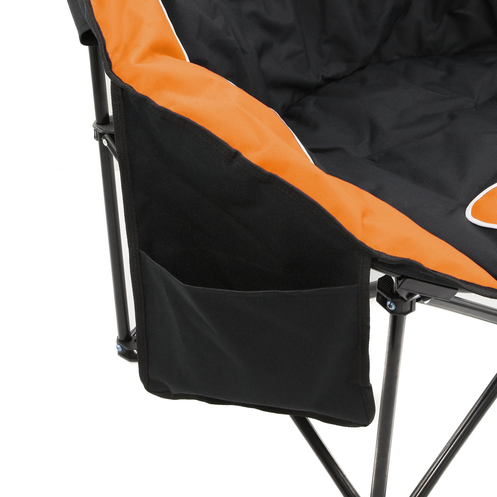 2pc Folding Padded Round Camping Beach Chair with Storage & Carry Bag - Pocket