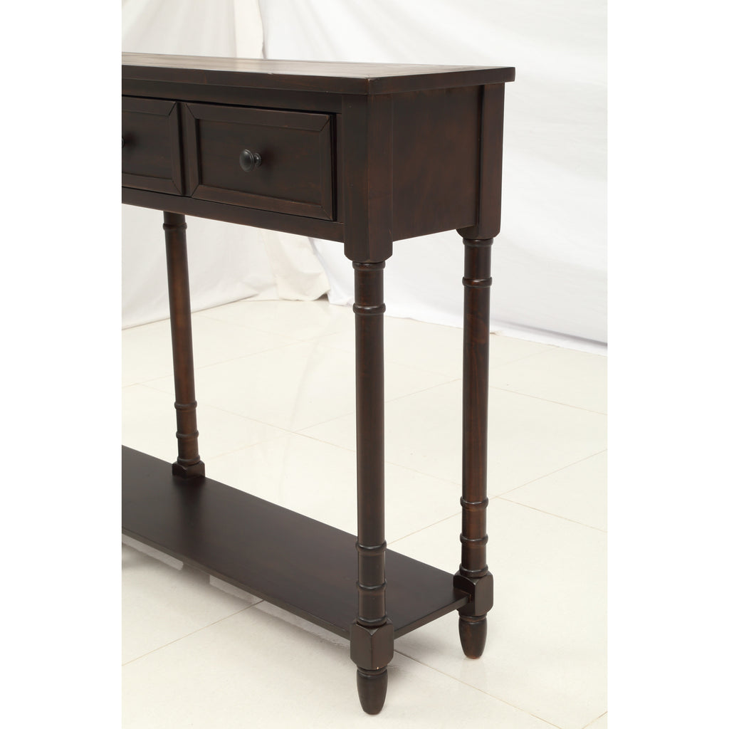 Dark Slate Gray Console Table Sofa Table with Two Storage Drawers and Bottom Shelf