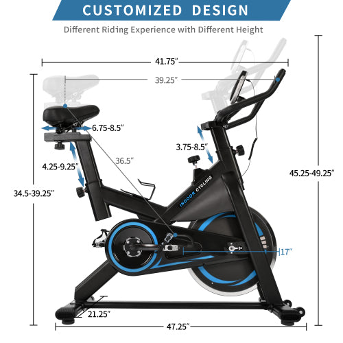 Dark Slate Gray Indoor Cycling Bike Trainer with Comfortable Seat Cushion with LCD Monitor, Water Bottle Holder and Soft Saddle