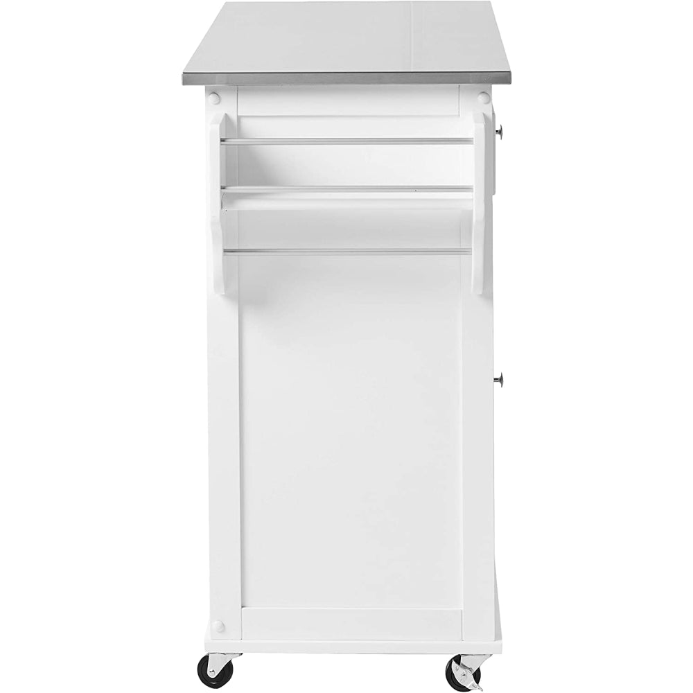 Tullarick Kitchen Cart With Wheels Stainless Steel & White BH98307