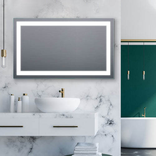 Slate Gray 40"x24"LED Lighted Bathroom Wall Mounted Mirror with High Lumen+Anti-Fog Separately Control+Dimmer Function