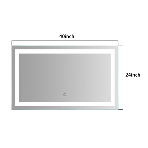 Gray 40"x24"LED Lighted Bathroom Wall Mounted Mirror with High Lumen+Anti-Fog Separately Control+Dimmer Function