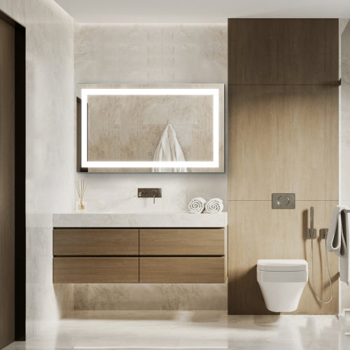 Rosy Brown 40"x24"LED Lighted Bathroom Wall Mounted Mirror with High Lumen+Anti-Fog Separately Control+Dimmer Function