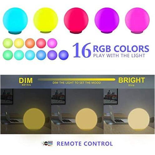 Dark Slate Gray 16 Color Changing Ball LED Light  Ball Night Light -Remote  (12"/16")