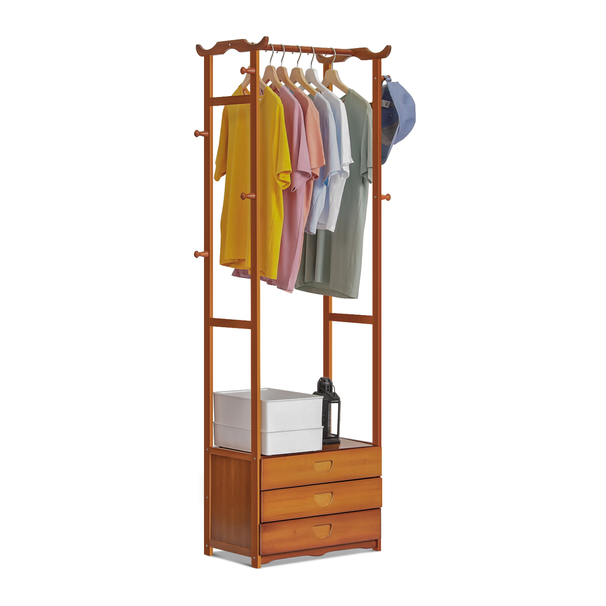 Triple Drawer Garment Hanging Stand Rack - Brown – BringHome Furniture