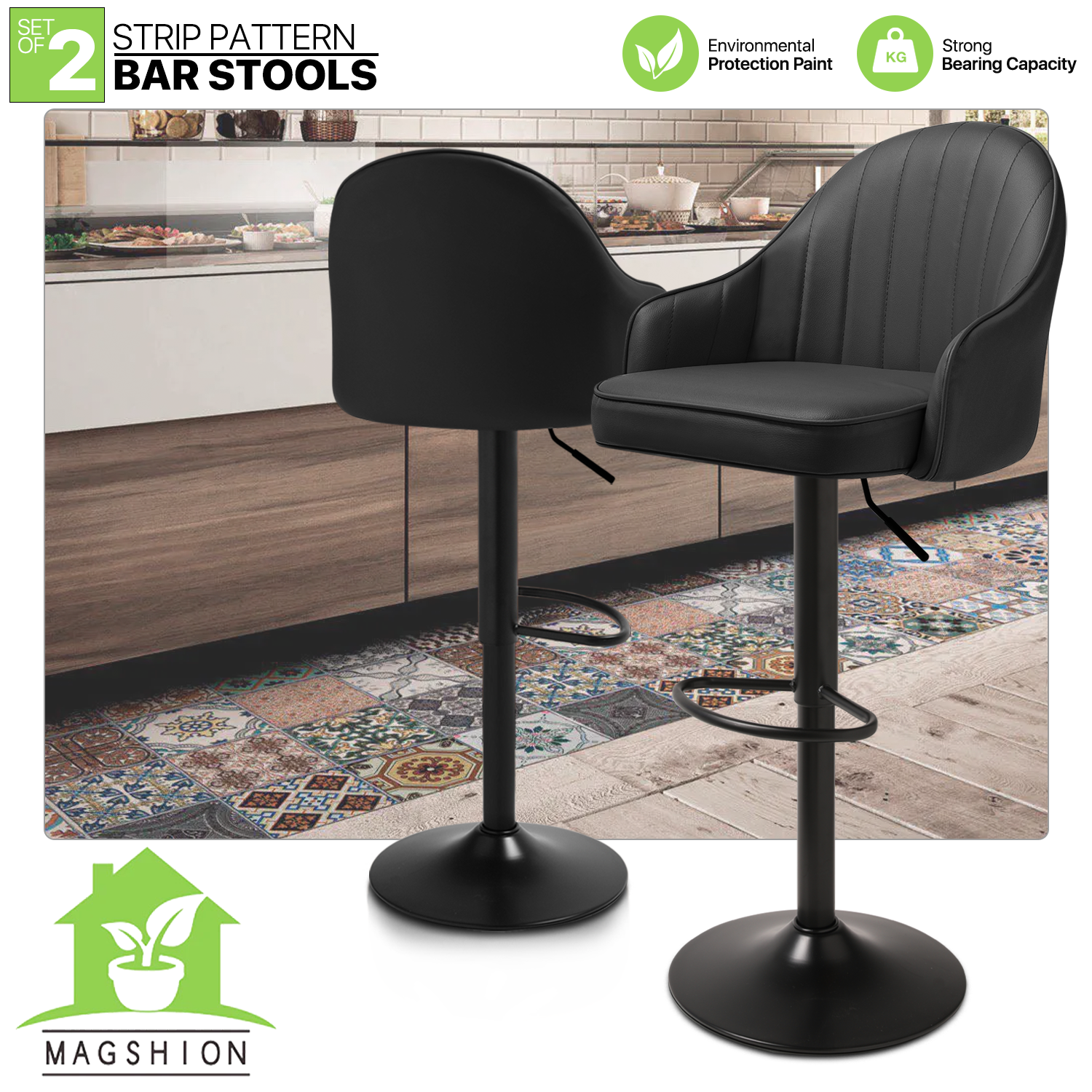 Pattern Bar Stool Strip Pattern Bar Stool w/Surrounded Seatback 2 Pcs – BringHome Furniture