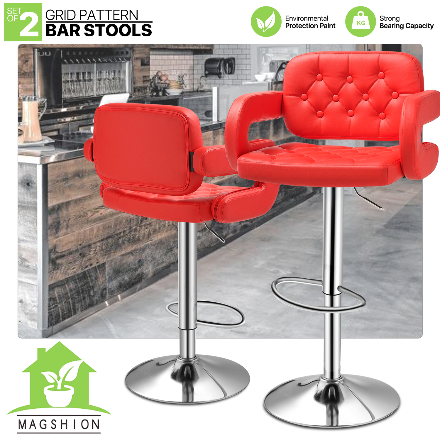 Diamond Pattern Bar Stool w/Handrest Pcs – BringHome Furniture