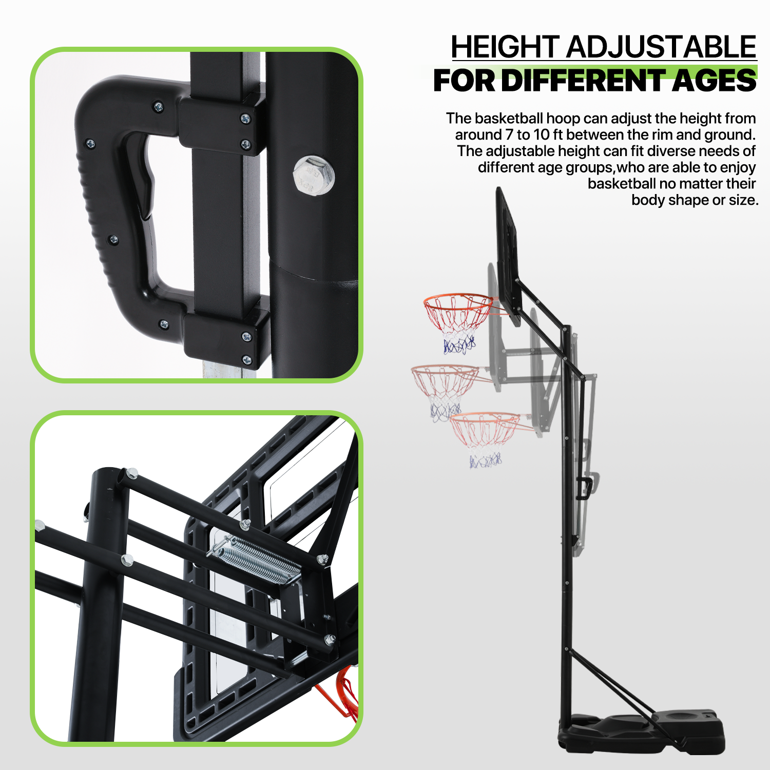 10 Ft Adjustable Height Portable Basketball Hoop w/Standard Rim – BringHome  Furniture