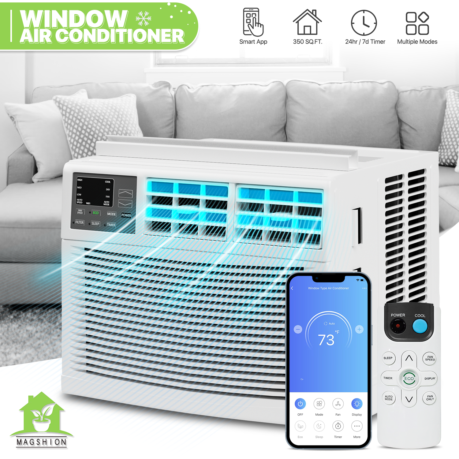 Window Type Remote Ac Electrical - Window Air Conditioner w/remote + Wifi App-8K – BringHome ...