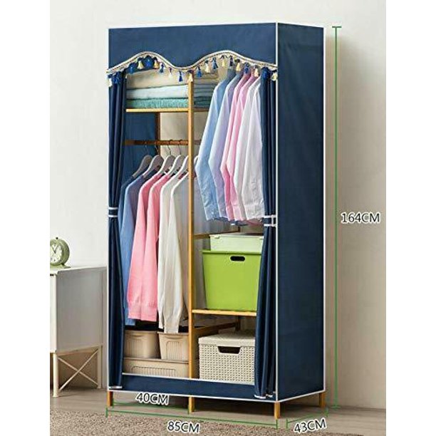 Dark Khaki Portable Closet Wardrobe Storage Organizer Blue (Small/Medium)