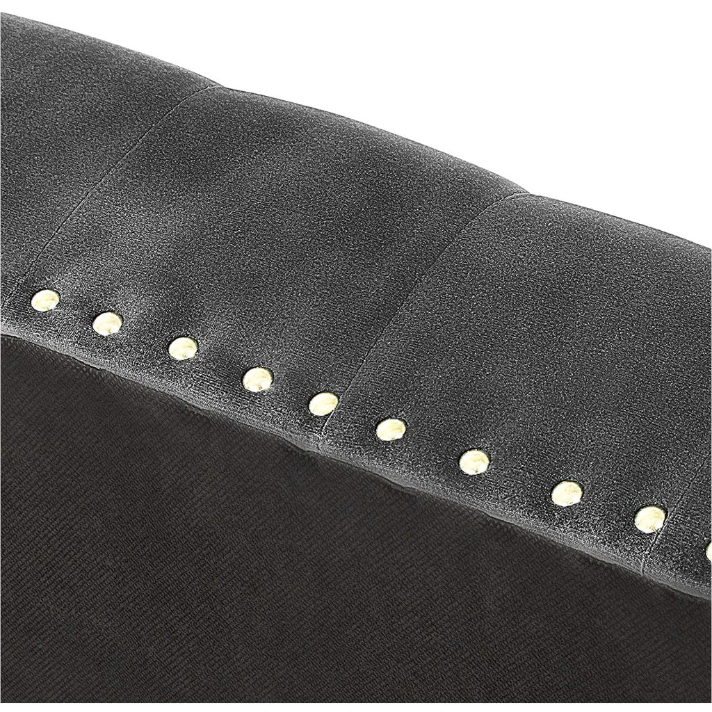 Dark Slate Gray Mid-Century Microfiber Button Tufted Ottoman Bench X-Leg Footstool Bench 3 Color