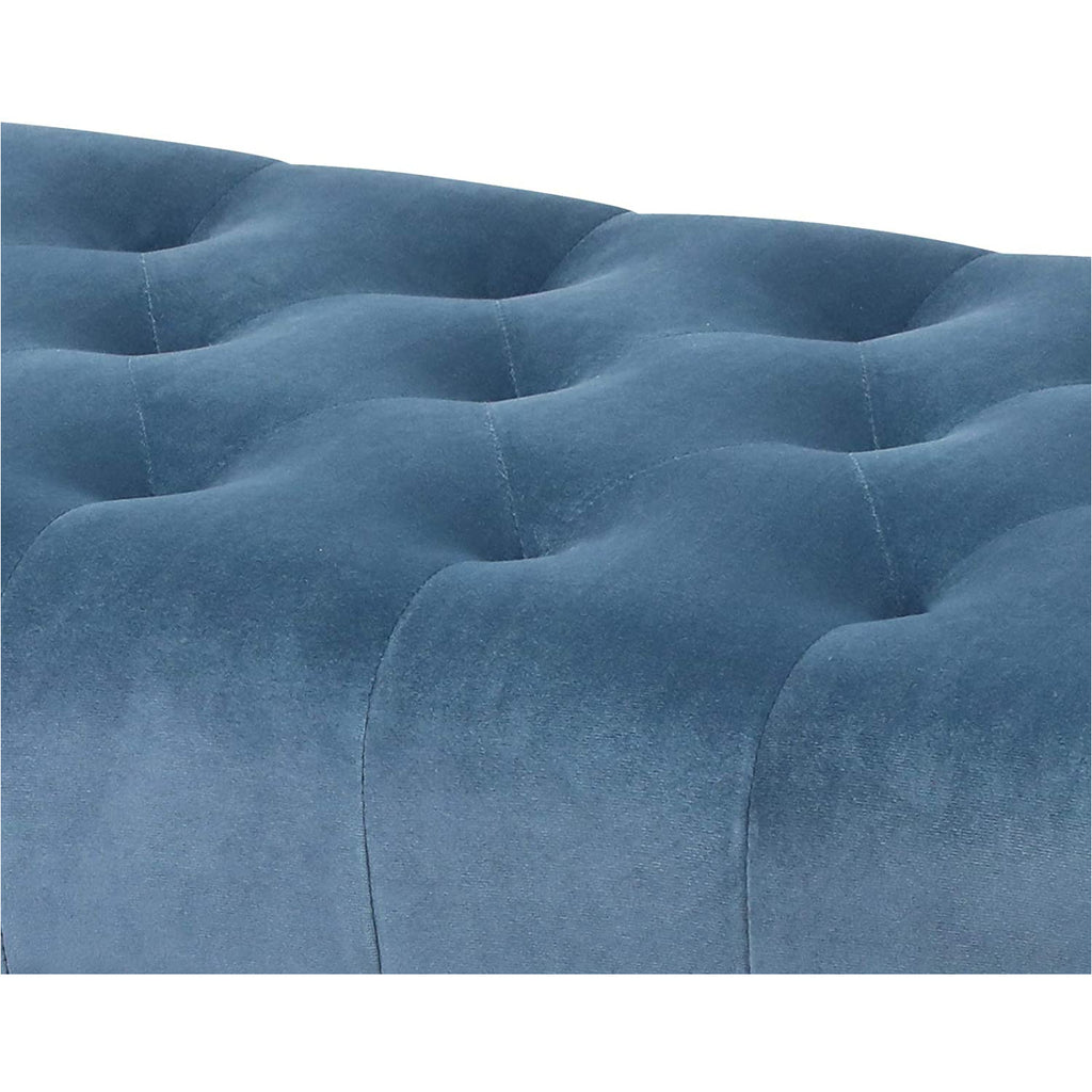 Dark Slate Blue Mid-Century Microfiber Button Tufted Ottoman Bench X-Leg Footstool Bench 3 Color