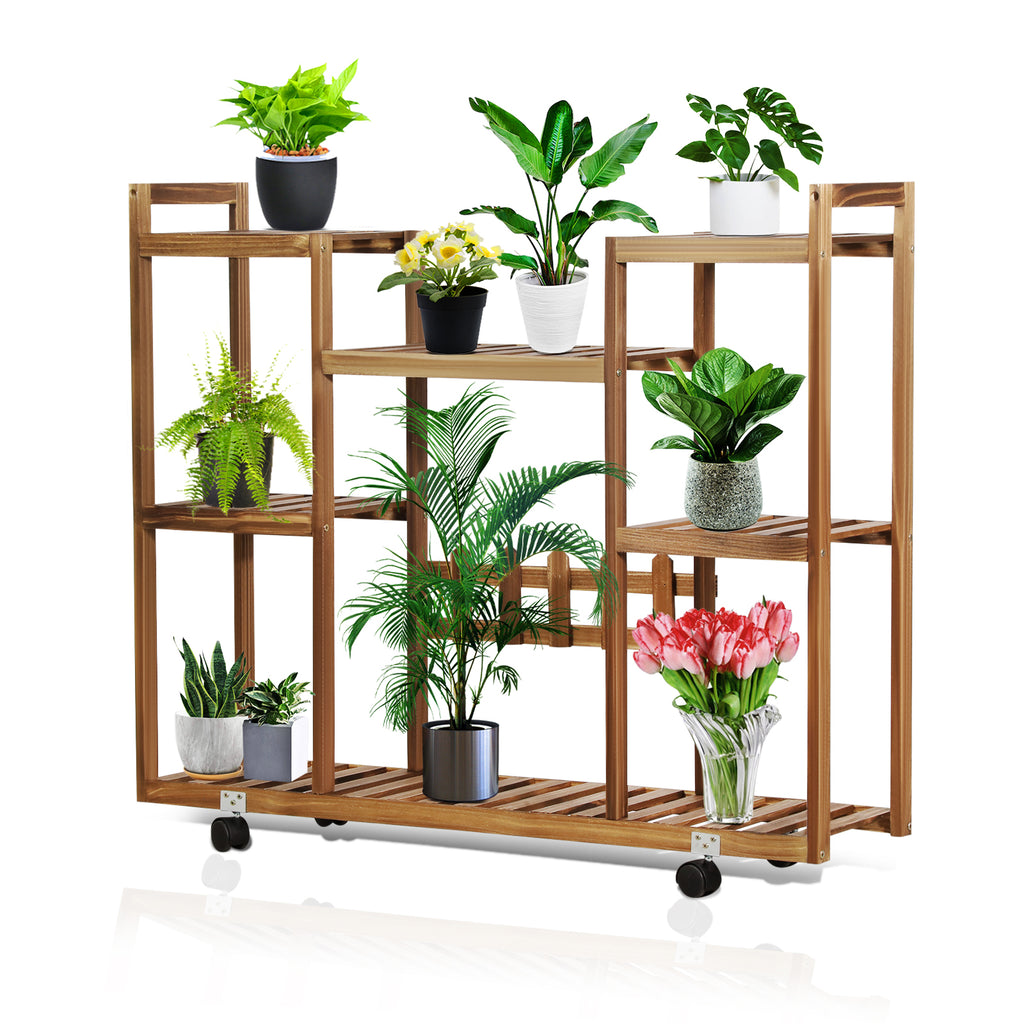 Sienna 5-Tier Pine Wood Plant Stand Multiple Flower Pot Holder Shelf Rack