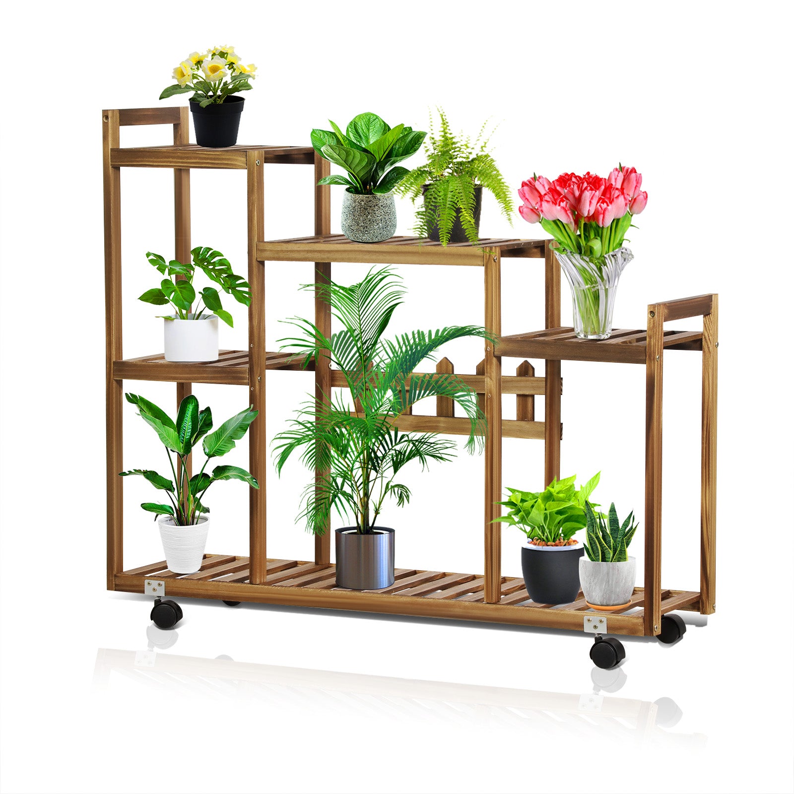 multi tier wood flower rack plant stand Pine Wood Plant Stand Multiple Flower Pot Holder Shelf Rack – BringHome  Furniture