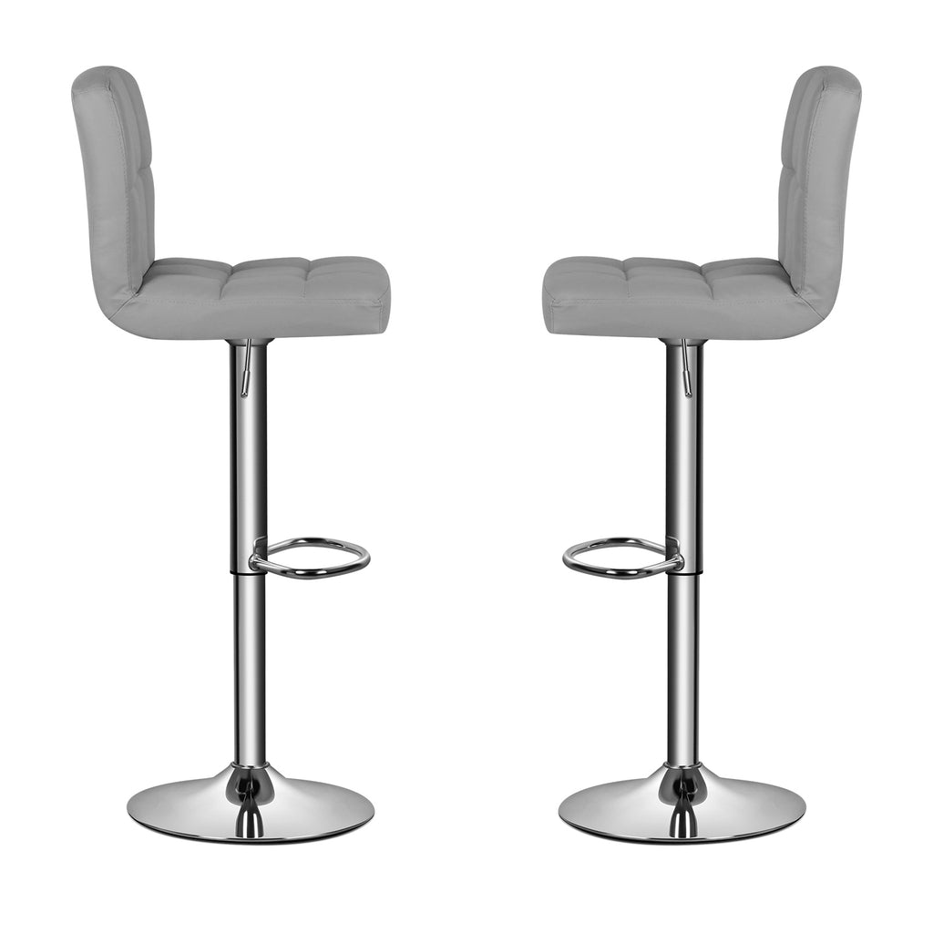 Dark Gray Faux Leather Bar Stools, Square (Set of 4)