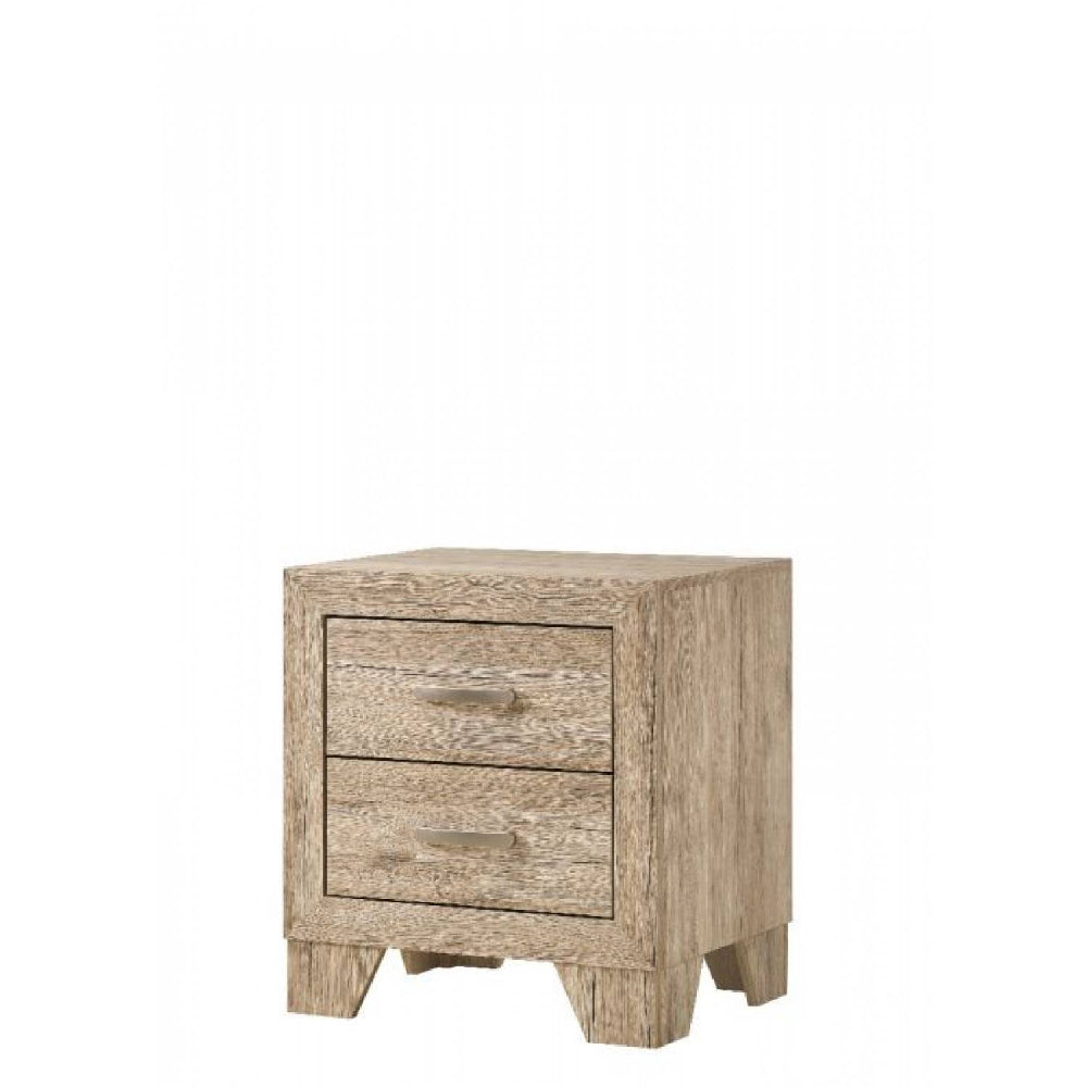 Rosy Brown Transitional Rectangular Nightstand With 2-Drawer and Wooden Block Legs (Oak/Natural)