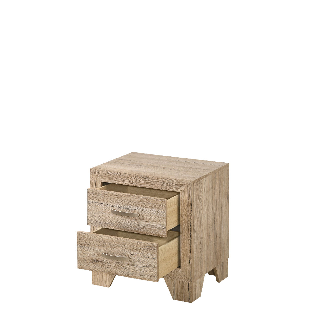 Rosy Brown Transitional Rectangular Nightstand With 2-Drawer and Wooden Block Legs (Oak/Natural)