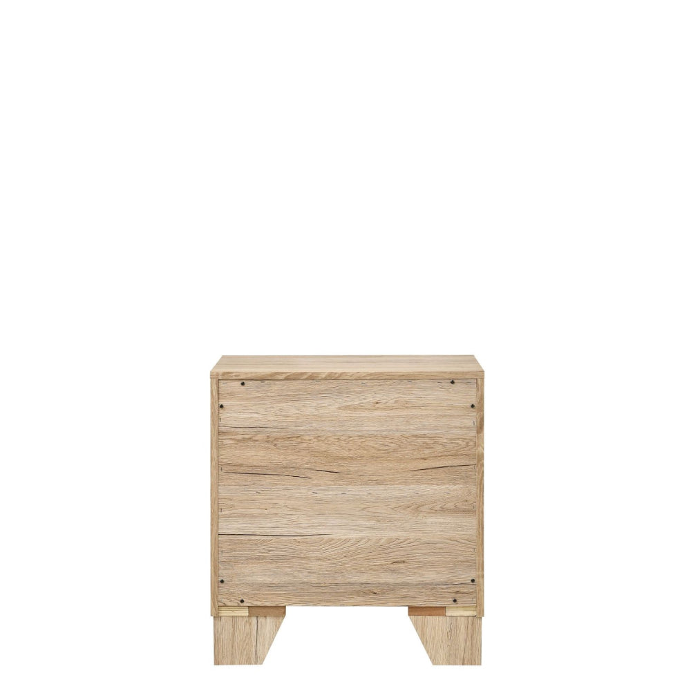 Tan Transitional Rectangular Nightstand With 2-Drawer and Wooden Block Legs (Oak/Natural)