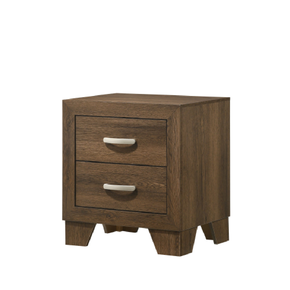 Dark Olive Green Transitional Rectangular Nightstand With 2-Drawer and Wooden Block Legs (Oak/Natural)