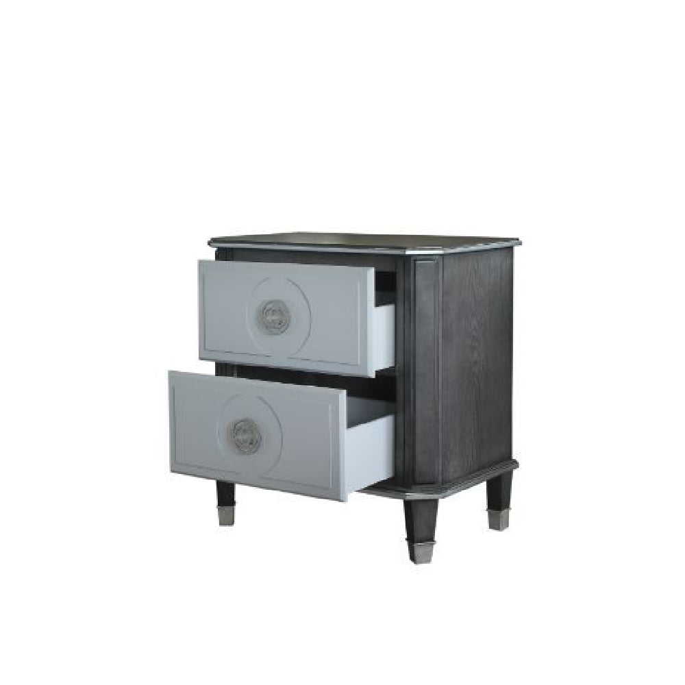 House Beatrice Nightstand With 2 Storage Drawers Charcoal & Light Gray Finish BH28813