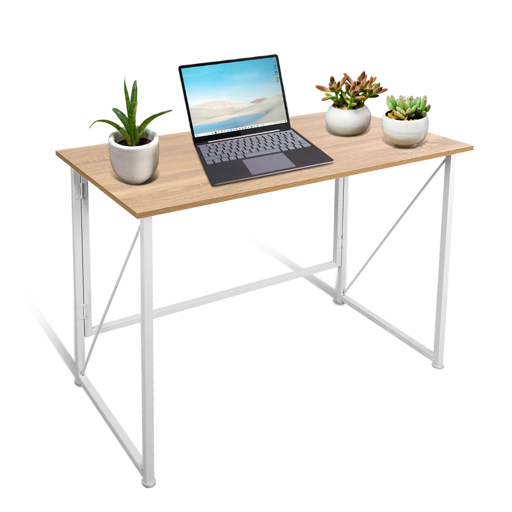 Tan 40" Foldable Writing Computer Desk (Ivory/Brown)