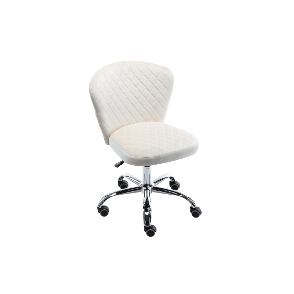 Antique White Computer Chair Task Chair Comfortable Swivel Chair and Mid- Back with Wheels