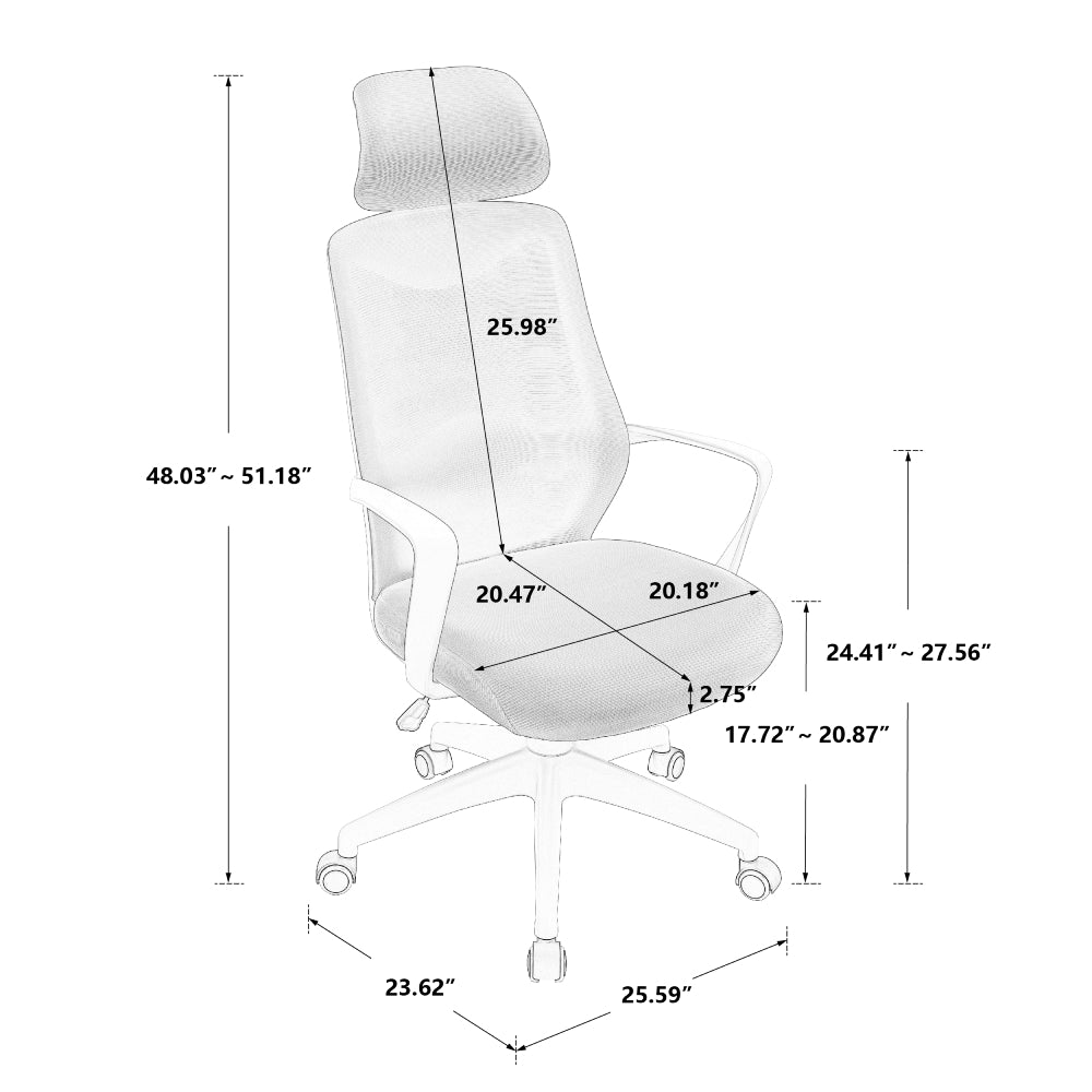 Lavender Ergonomic Mesh Chair Home Executive Desk Chair High Back with Wheels for Teens/Adults