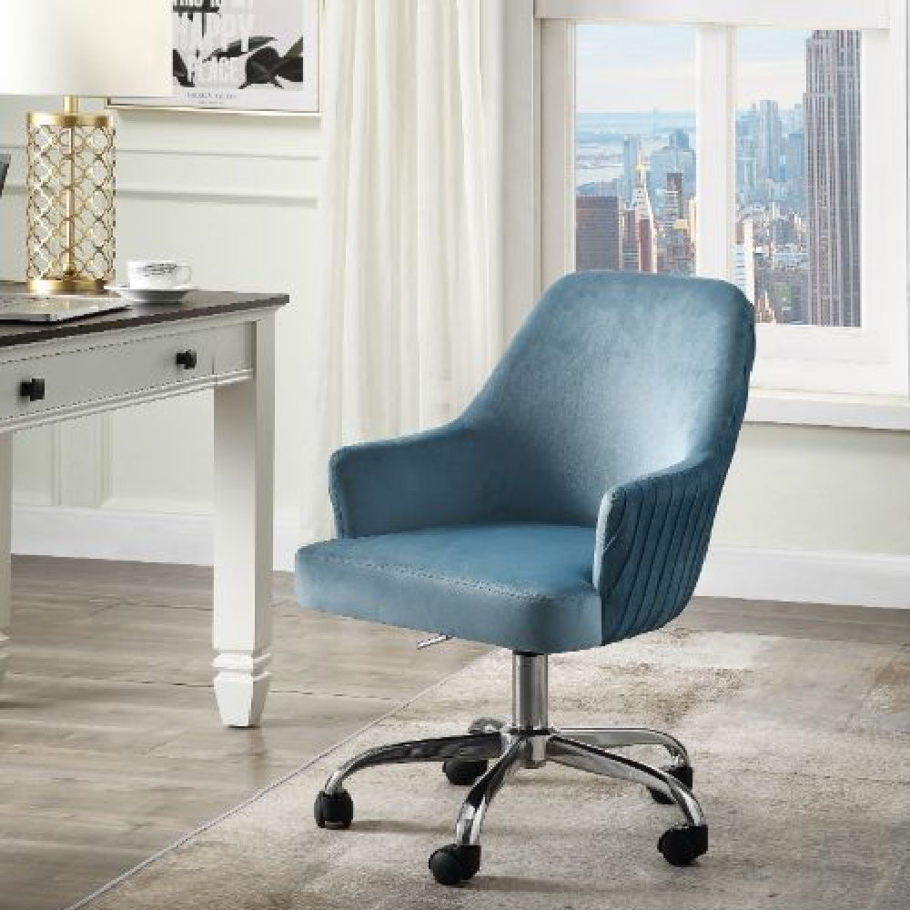 360 Degree Swivel Armless Office Chair Homeoffice Furniture Blue Velvet 93071