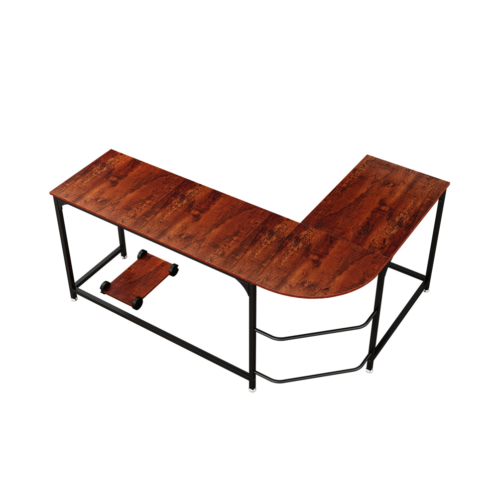 66" Modern L-Shaped Desk With CPU Stand Sandalwood BH63627790