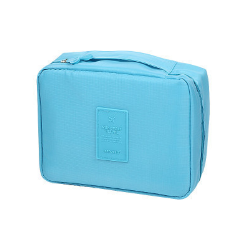 Sky Blue Travel Cosmetic Makeup Toiletry Wash Organizer Storage Pouch Zip Bag