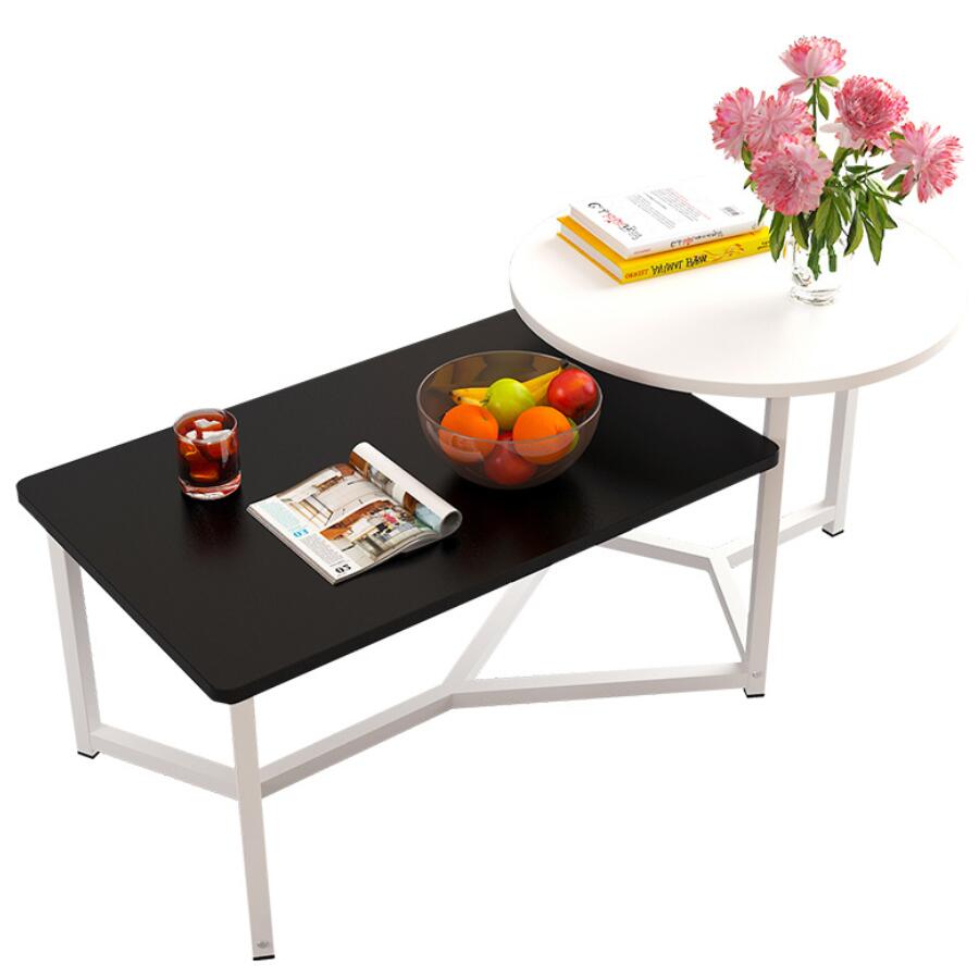 Black Mixed Shape Coffee Cocktail Side Table Black And White