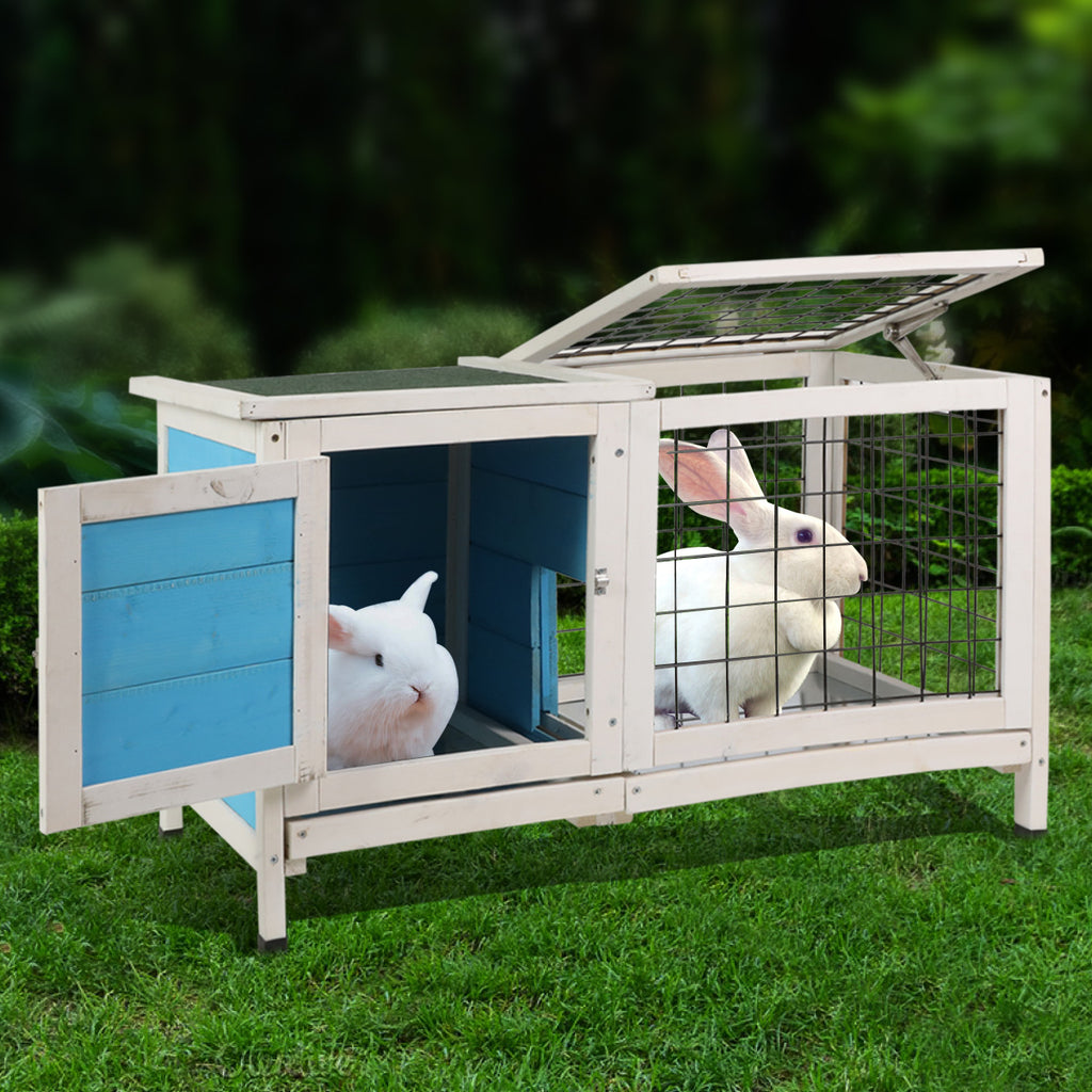 Black Wooden Small Animal Chicken Coop Rabbit Hutch Bunny House Gage with 2 Removable