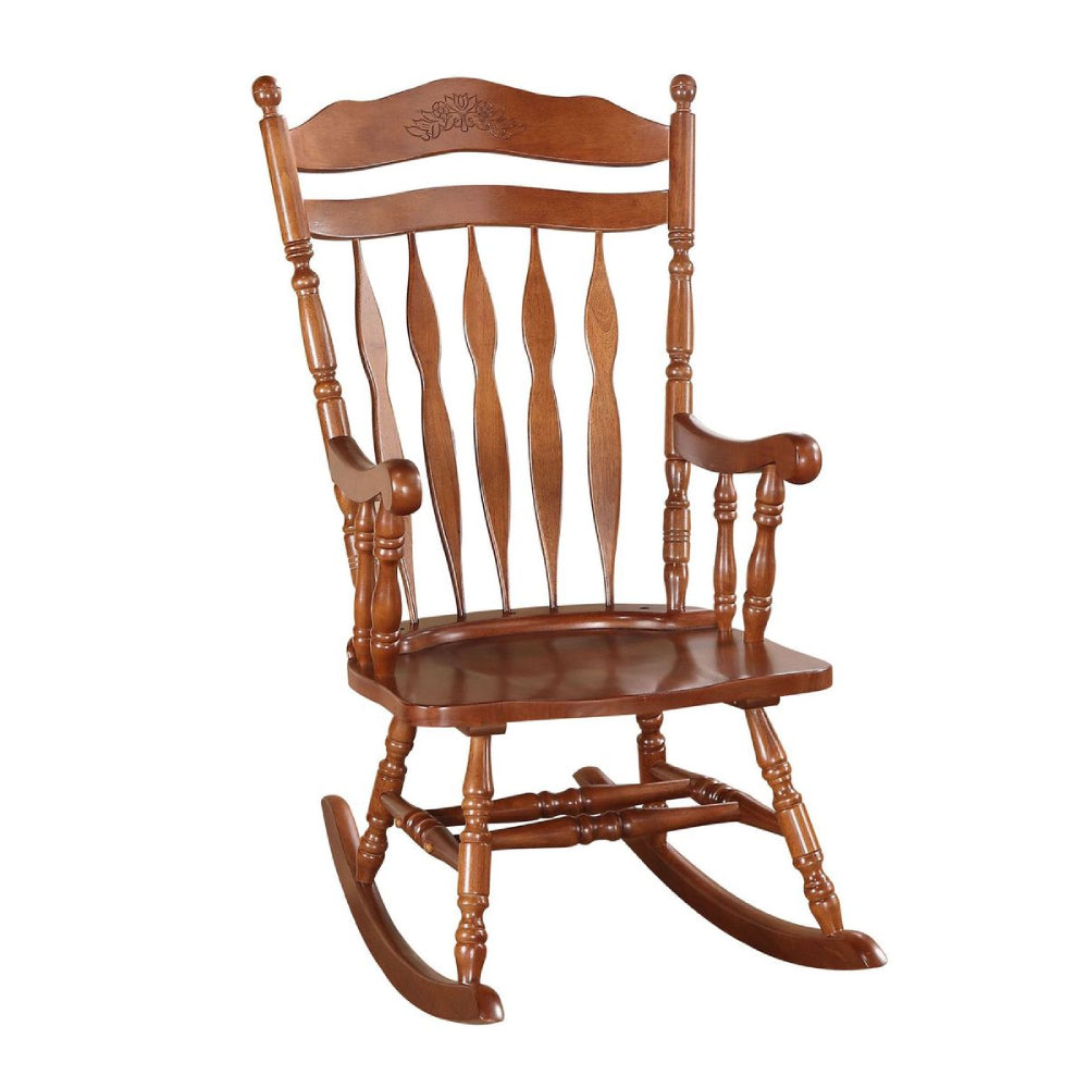 Rocking Chair Wooden Turned Spindle Base with 4 Stretcher Supports in Dark Walnut BH59209