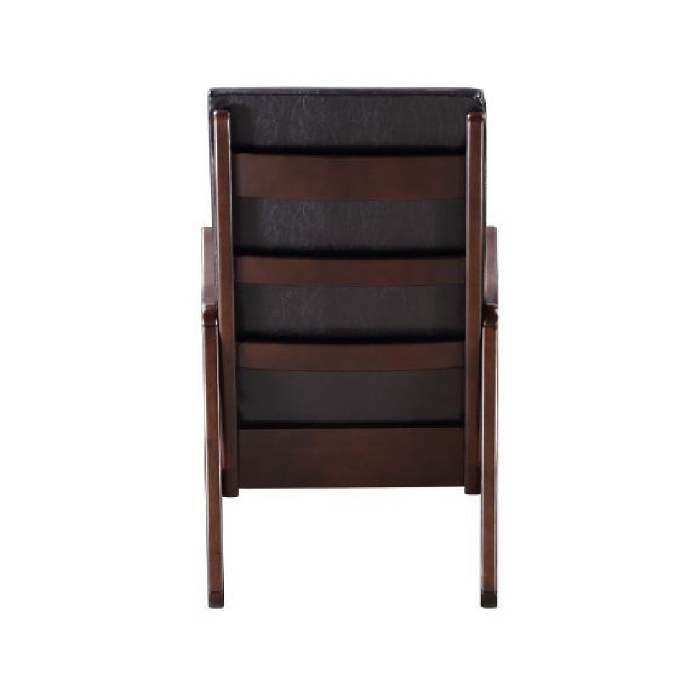 Raina Rocking Chair With Upholstered Seat and Back Cushion Dark Brown PU & Espresso Finish BH59935