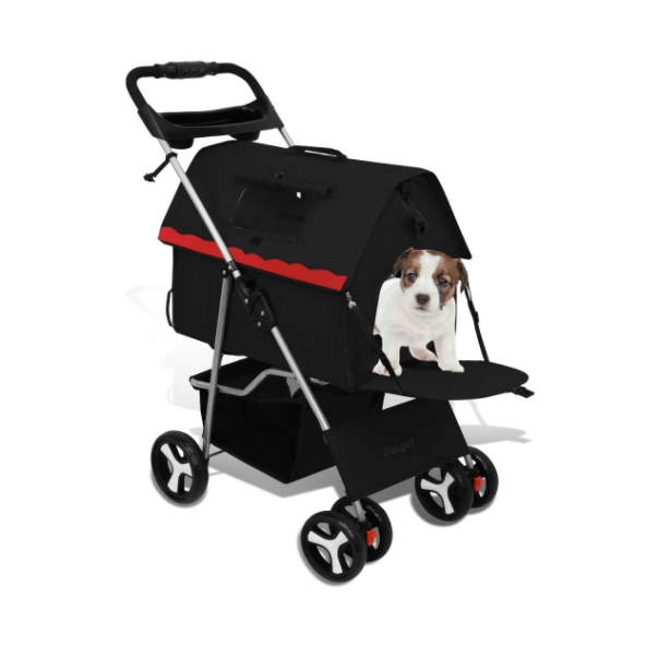 Black Premium Quality Pet Cat Dog Stroller Travel Carrier Light Weight
