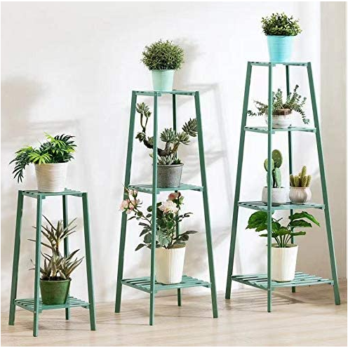 White Smoke Bamboo Plant Stand Tier Display indoor/outdoor(Green)