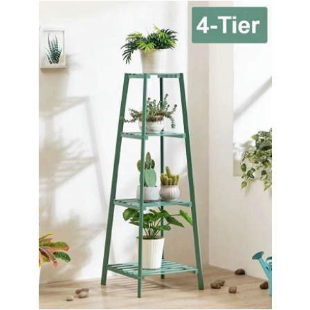White Smoke Bamboo Plant Stand Tier Display indoor/outdoor(Green)