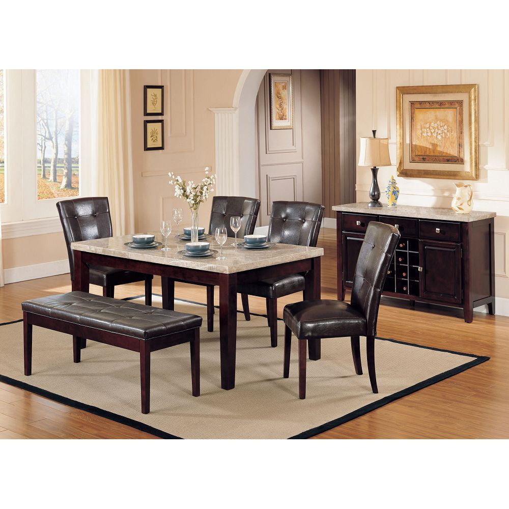 2 Counts - Button Tufted Side Chairs With Wooden Tapered Legs in Espresso PU & Walnut BH07054