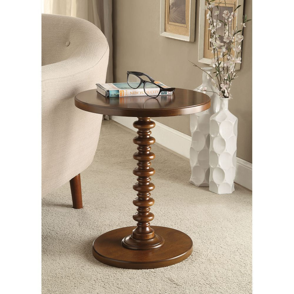 Acton Round Pedestal Side Table Bedroom Walnut