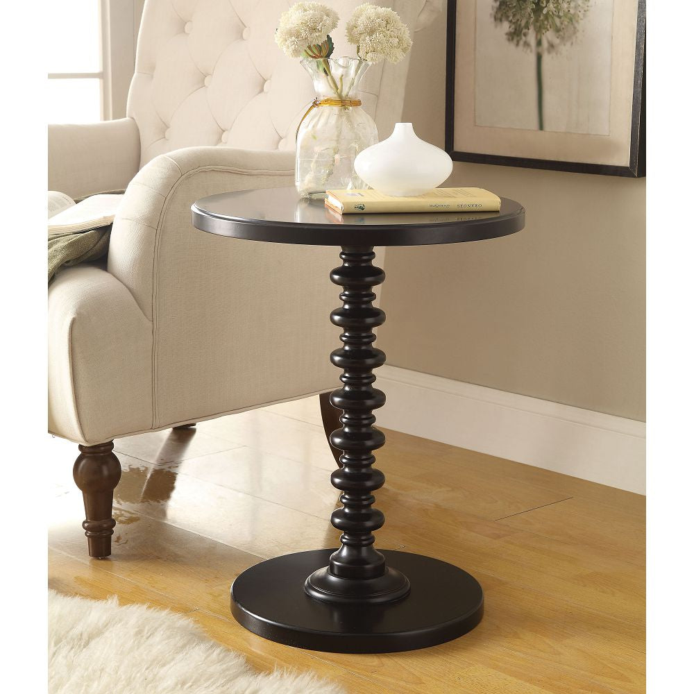Acton Round Pedestal Side Table Bedroom Black