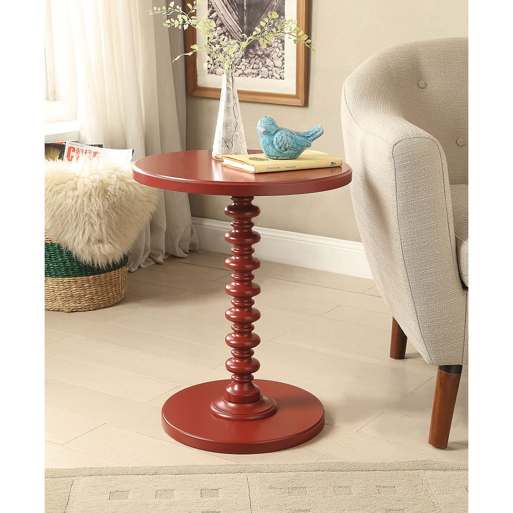 Acton Round Pedestal Side Table Bedroom Red