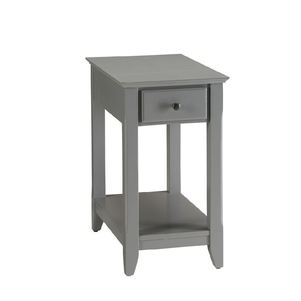 Bertie Wooden Tapered Leg Side Table With Bottom Shelf Gray